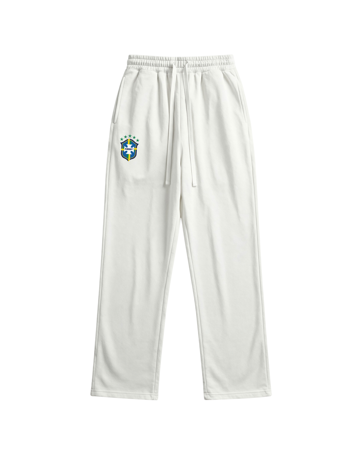 White Brazil sweatpants with crest by MADEBYFUTBOL