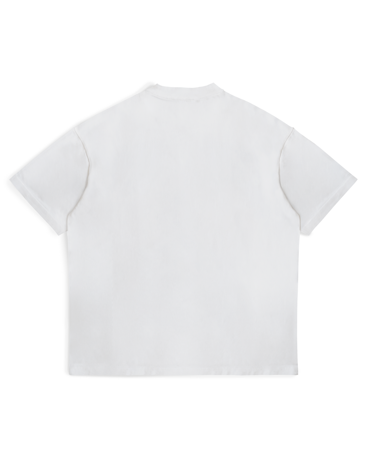 Back view of a plain white T-shirt by MADEBYFUTBOL