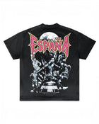 Back of black Espana 26 T-shirt with Spain team graphic by MADEBYFUTBOL