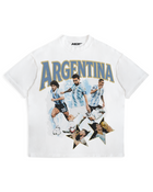 Front of white Argentina football graphic T-shirt by MADEBYFUTBOL