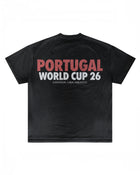 Back of dark Portugal T-shirt with World Cup 26 lettering by MADEBYFUTBOL