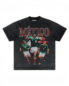 Front of dark Mexico football graphic T-shirt by MADEBYFUTBOL