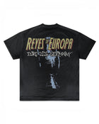 Back of dark Spain T-shirt with Reyes de Europa lettering by MADEBYFUTBOL