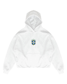 White Brazil hoodie with chest crest by MADEBYFUTBOL