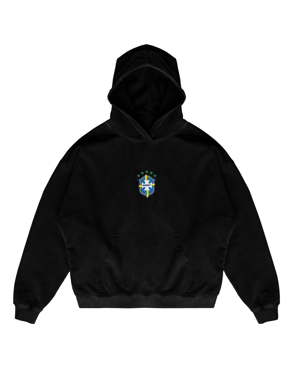 Black Brazil hoodie with chest crest by MADEBYFUTBOL