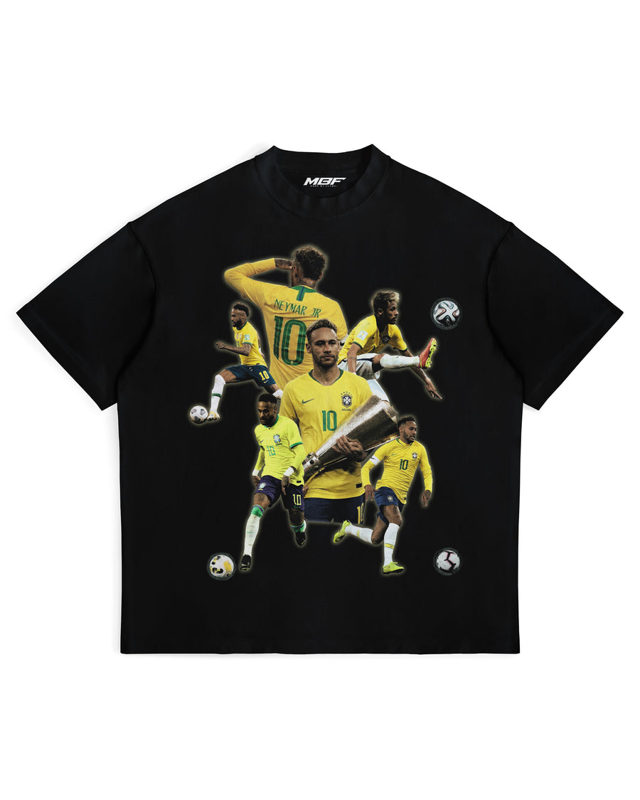 Front of black Neymar Brazil graphic T-shirt by MADEBYFUTBOL