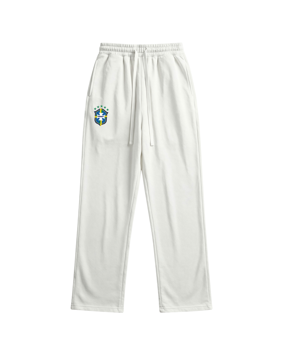 White Brazil sweatpants with crest by MADEBYFUTBOL