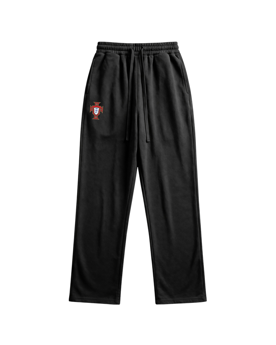 Black Portugal sweatpants with crest by MADEBYFUTBOL