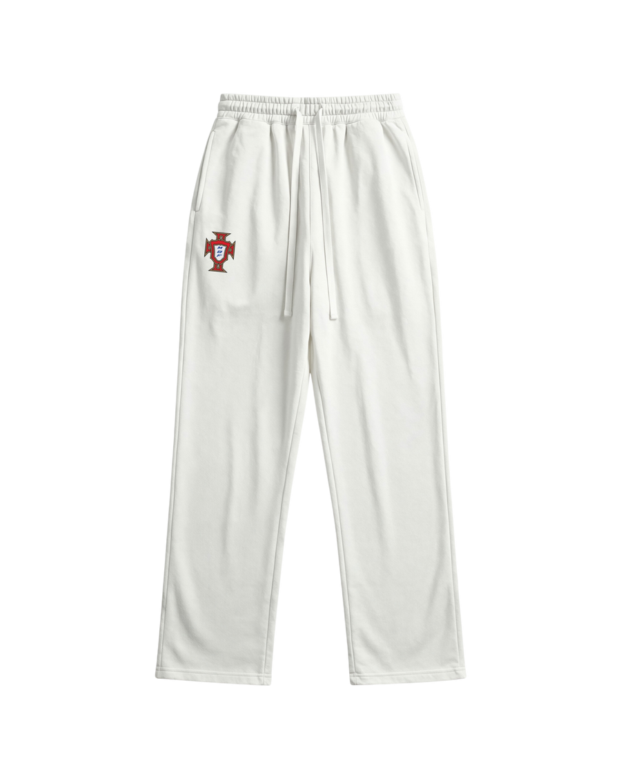 White Portugal sweatpants with crest by MADEBYFUTBOL