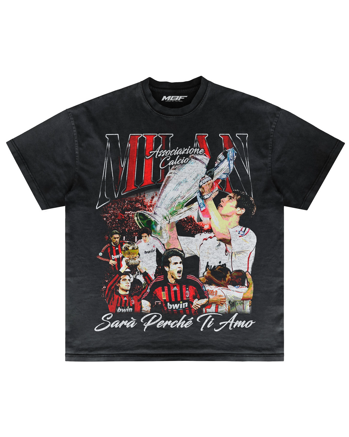 Front of dark Kaka Milan graphic T-shirt by MADEBYFUTBOL