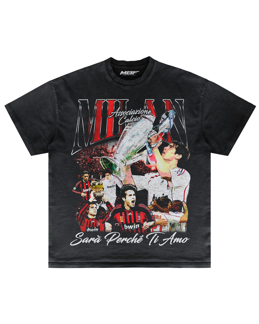 Front of dark Kaka Milan graphic T-shirt by MADEBYFUTBOL
