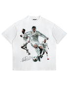 Front of white Cristiano Ronaldo CR7 Signature graphic T-shirt by MADEBYFUTBOL