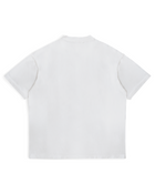 Back view of a plain white T-shirt by MADEBYFUTBOL